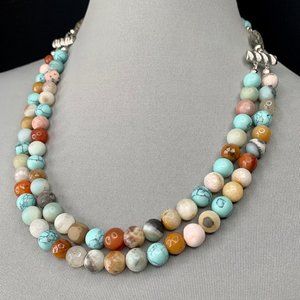 Double strand various stones necklace
